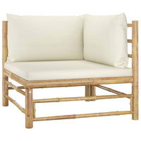 5 Piece Garden Lounge Set with Cream White Cushions Bamboo Outdoor Furniture Kings Warehouse 