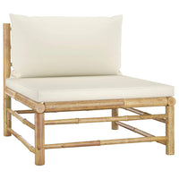 5 Piece Garden Lounge Set with Cream White Cushions Bamboo Outdoor Furniture Kings Warehouse 