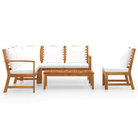 5 Piece Garden Lounge Set with Cushion Cream Solid Acacia Wood Kings Warehouse 