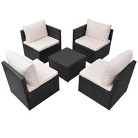 5 Piece Garden Lounge Set with Cushions Poly Rattan Black Kings Warehouse 
