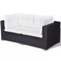 5 Piece Garden Lounge Set with Cushions Poly Rattan Black Kings Warehouse 