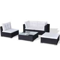 5 Piece Garden Lounge Set with Cushions Poly Rattan Black Kings Warehouse 