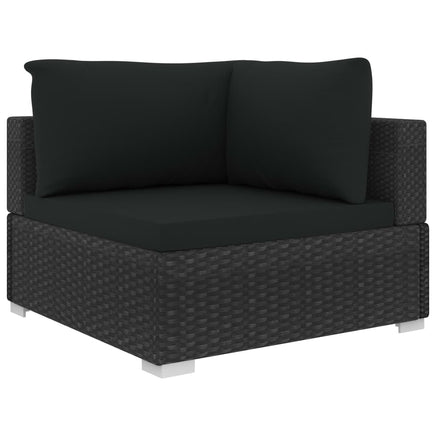 5 Piece Garden Lounge Set with Cushions Poly Rattan Black Kings Warehouse 