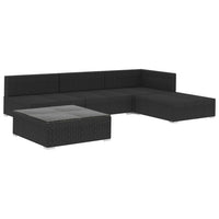 5 Piece Garden Lounge Set with Cushions Poly Rattan Black Kings Warehouse 