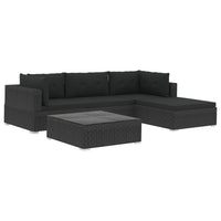 5 Piece Garden Lounge Set with Cushions Poly Rattan Black Kings Warehouse 