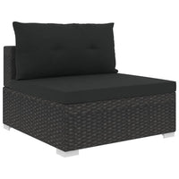 5 Piece Garden Lounge Set with Cushions Poly Rattan Black Kings Warehouse 