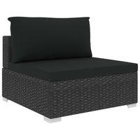 5 Piece Garden Lounge Set with Cushions Poly Rattan Black Kings Warehouse 