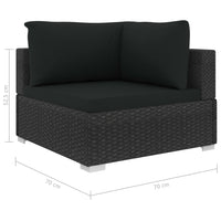 5 Piece Garden Lounge Set with Cushions Poly Rattan Black Kings Warehouse 