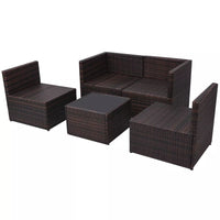 5 Piece Garden Lounge Set with Cushions Poly Rattan Brown Kings Warehouse 