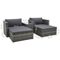 5 Piece Garden Lounge Set with Cushions Poly Rattan Grey Kings Warehouse 