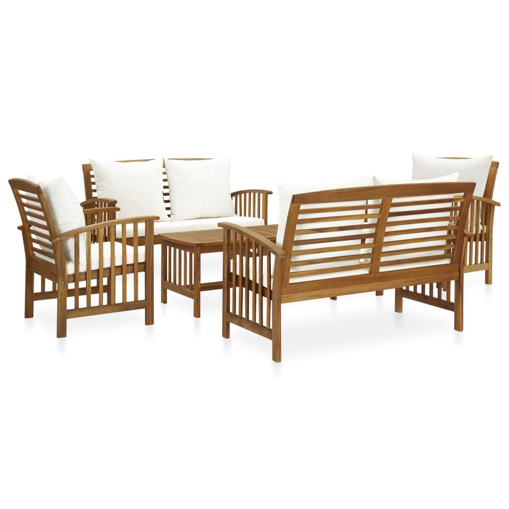 5 Piece Garden Lounge Set with Cushions Solid Acacia Wood (310257+310260+310263) Kings Warehouse 