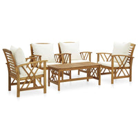 5 Piece Garden Lounge Set with Cushions Solid Acacia Wood Kings Warehouse 