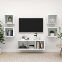 5 Piece TV Cabinet Set High Gloss White living room Kings Warehouse 