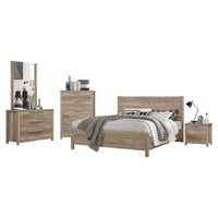 5 Pieces Bedroom Suite Natural Wood Like MDF Structure Queen Size Oak Colour Bed, Bedside Table, Tallboy & Dresser Bedroom Furniture Kings Warehouse 