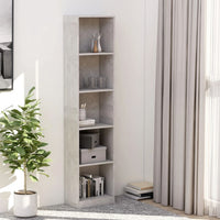 5-Tier Book Cabinet Concrete Grey 40x24x175 cm