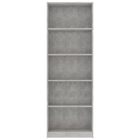 5-Tier Book Cabinet Concrete Grey 60x24x175 cm Living room Kings Warehouse 