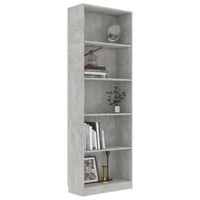 5-Tier Book Cabinet Concrete Grey 60x24x175 cm Living room Kings Warehouse 