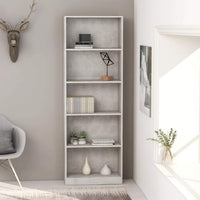 5-Tier Book Cabinet Concrete Grey 60x24x175 cm