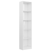 5-Tier Book Cabinet High Gloss White 40x24x175 cm Storage Supplies Kings Warehouse 