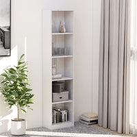 5-Tier Book Cabinet High Gloss White 40x24x175 cm