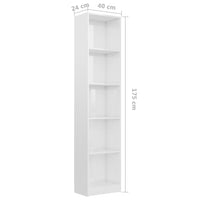 5-Tier Book Cabinet High Gloss White 40x24x175 cm Storage Supplies Kings Warehouse 