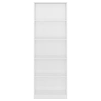 5-Tier Book Cabinet High Gloss White 60x24x175 cm Kings Warehouse 