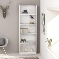 5-Tier Book Cabinet High Gloss White 60x24x175 cm