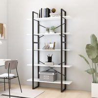5-Tier Book Cabinet White 100x30x175 cm Storage Supplies Kings Warehouse 
