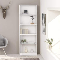 5-Tier Book Cabinet White 60x24x175 cm