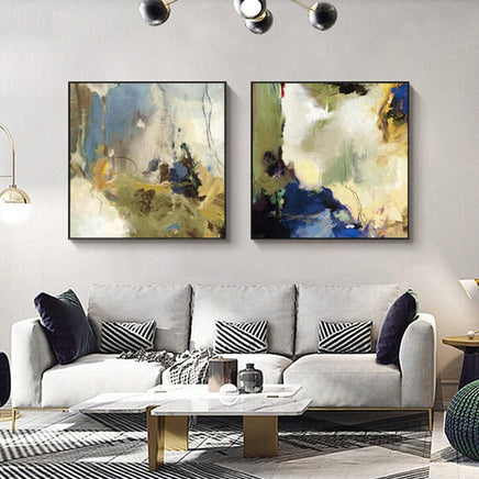 50cmx50cm Abstract Blue 2 Sets Black Frame Canvas Wall Art Kings Warehouse 