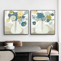 50cmx50cm Blue Bouquet 2 Sets Black Frame Canvas Wall Art Kings Warehouse 