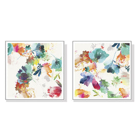 50cmx50cm Glitchy Floral 2 Sets White Frame Canvas Wall Art Kings Warehouse 