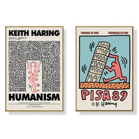 50cmx50cm Wall art By Keith Haring 2 Sets Gold Frame Canvas Kings Warehouse 