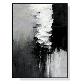 50cmx70cm Abstract Black White Artwork Black Frame Canvas Wall Art Kings Warehouse 