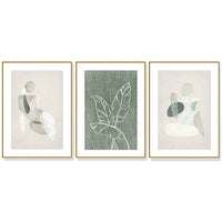 50cmx70cm Abstract body and leaves 3 Sets Gold Frame Canvas Wall Art Kings Warehouse 