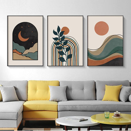 50cmx70cm Abstract Dark Greena 3 Sets Black Frame Canvas Wall Art Kings Warehouse 