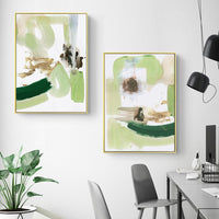 50cmx70cm Abstract Green Mint 2 Sets Gold Frame Canvas Wall Art Kings Warehouse 