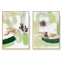 50cmx70cm Abstract Green Mint 2 Sets Gold Frame Canvas Wall Art Kings Warehouse 