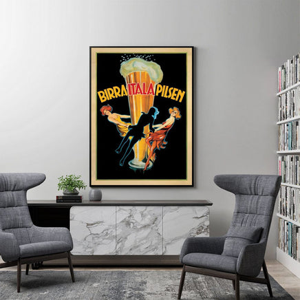 50cmx70cm Birra Itala Pilsen Black Frame Canvas Wall Art KingsWarehouse 