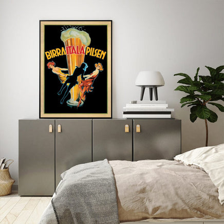 50cmx70cm Birra Itala Pilsen Black Frame Canvas Wall Art KingsWarehouse 