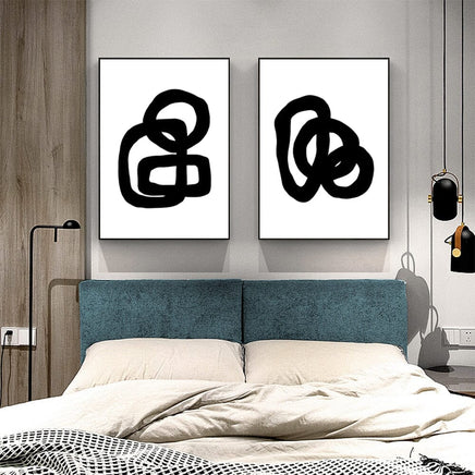 50cmx70cm Black and White 2 Sets Black Frame Canvas Wall Art Kings Warehouse 