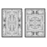 50cmx70cm Black White Pattern 2 Sets Black Frame Canvas Wall Art Kings Warehouse 