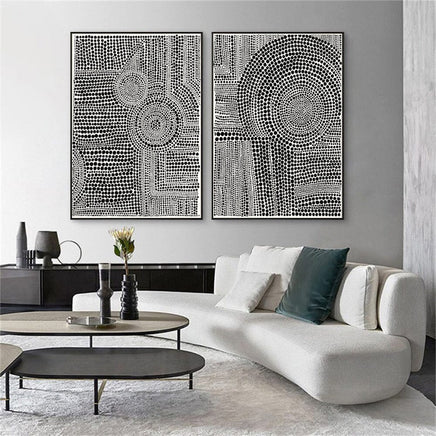 50cmx70cm Clustered Dots 2 Sets Black Frame Canvas Wall Art Kings Warehouse 