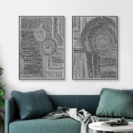 50cmx70cm Clustered Dots 2 Sets Black Frame Canvas Wall Art Kings Warehouse 