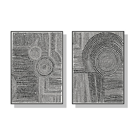 50cmx70cm Clustered Dots 2 Sets Black Frame Canvas Wall Art Kings Warehouse 