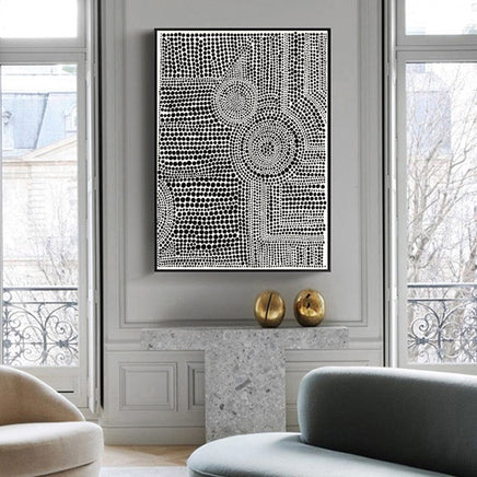 50cmx70cm Clustered Dots A Black Frame Canvas Wall Art Kings Warehouse 