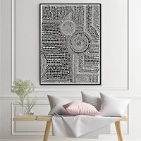 50cmx70cm Clustered Dots A Black Frame Canvas Wall Art Kings Warehouse 