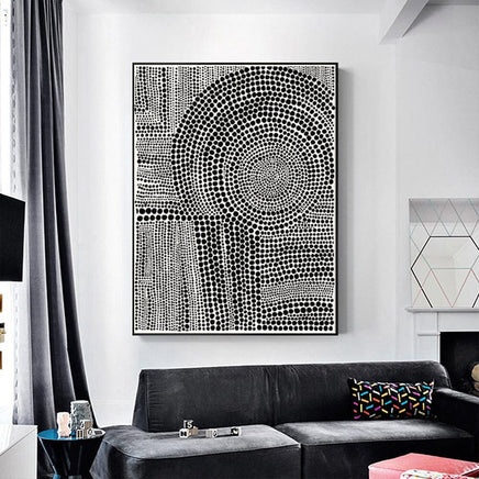 50cmx70cm Clustered Dots B Black Frame Canvas Wall Art Kings Warehouse 