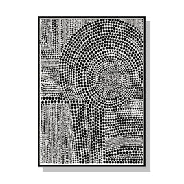 50cmx70cm Clustered Dots B Black Frame Canvas Wall Art Kings Warehouse 