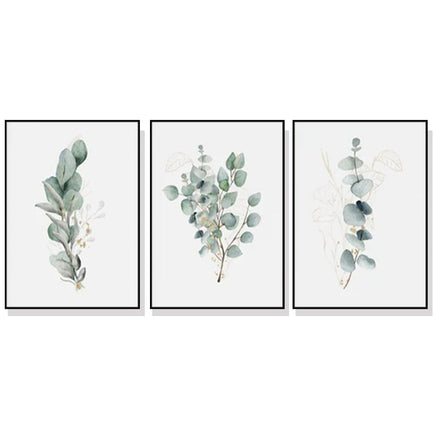 50cmx70cm Eucalyptus Plant 3 Sets Black Frame Canvas Wall Art Kings Warehouse 